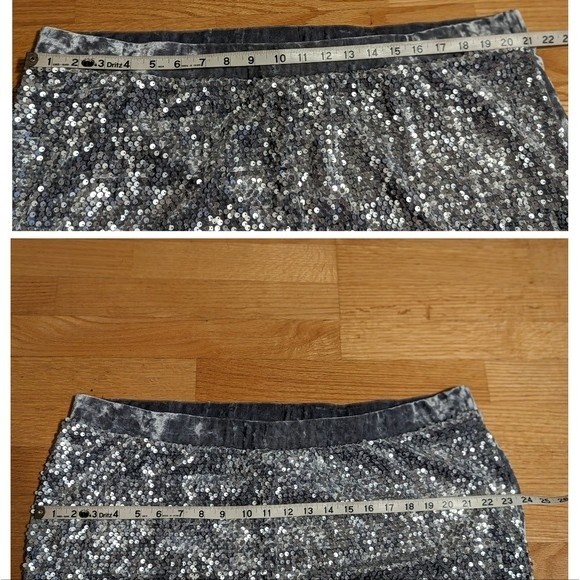 Midnight Velvet NWOT Lucinda Gray Silver Sequin Pull-on Leggings Pants - Picture 10 of 13